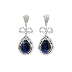 SAPPHIRE BOW HALO EARRINGS