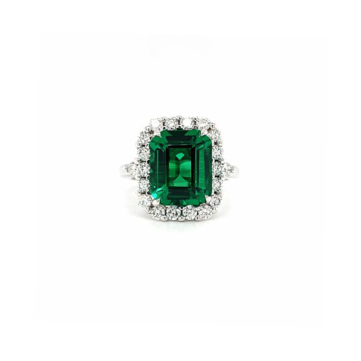 GREEN EMERALD HALO RING