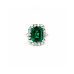 GREEN EMERALD HALO RING