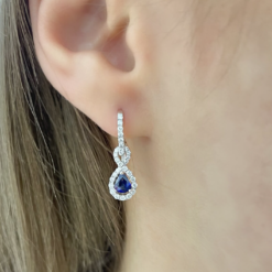 TEARDROP SAPPHIRE HALO EARRINGS