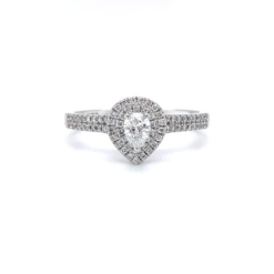 PEAR SHAPED DOUBLE HALO RING