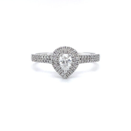 PEAR SHAPED DOUBLE HALO RING