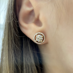 CHAMPAGNE DIAMOND STUD EARRINGS