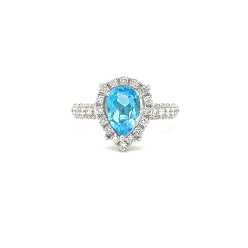 PEAR SHAPED TOPAZ HALO RING