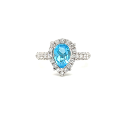 PEAR SHAPED TOPAZ HALO RING