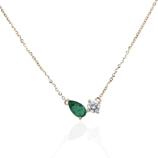 DIAMOND & TEAR DROP EMERALD NECKLACE