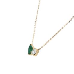 DIAMOND & TEAR DROP EMERALD NECKLACE