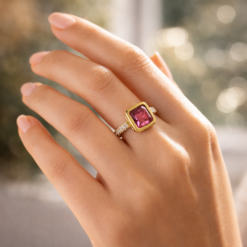2.69 CT PINK TOURMALINE DIAMOND RING